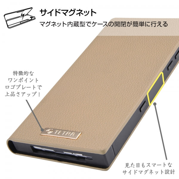 耐衝撃 手帳型レザーケース TETRA サイドマグネット プレート付き