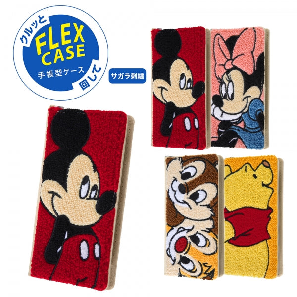 『ディズニーキャラクター』/手帳型 FLEX CASE サガラ刺繍/ミッキーマウス