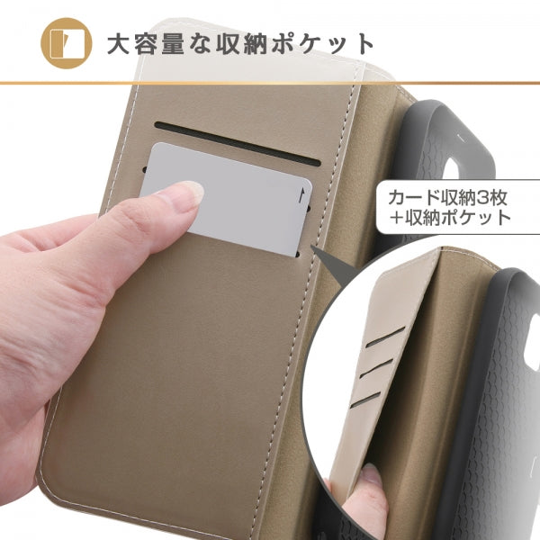 耐衝撃 手帳型レザーケース 花柄 ストラップ付