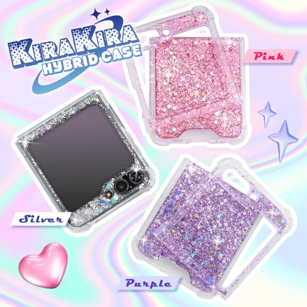 キラキラ ラメ 折りたたみ型 セパレート ハイブリッドケース