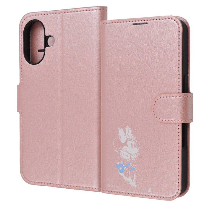 ディズニー / 衝撃吸収 マグネットベルト シンプル 手帳型レザーケース / ミニーマウス_sitting2