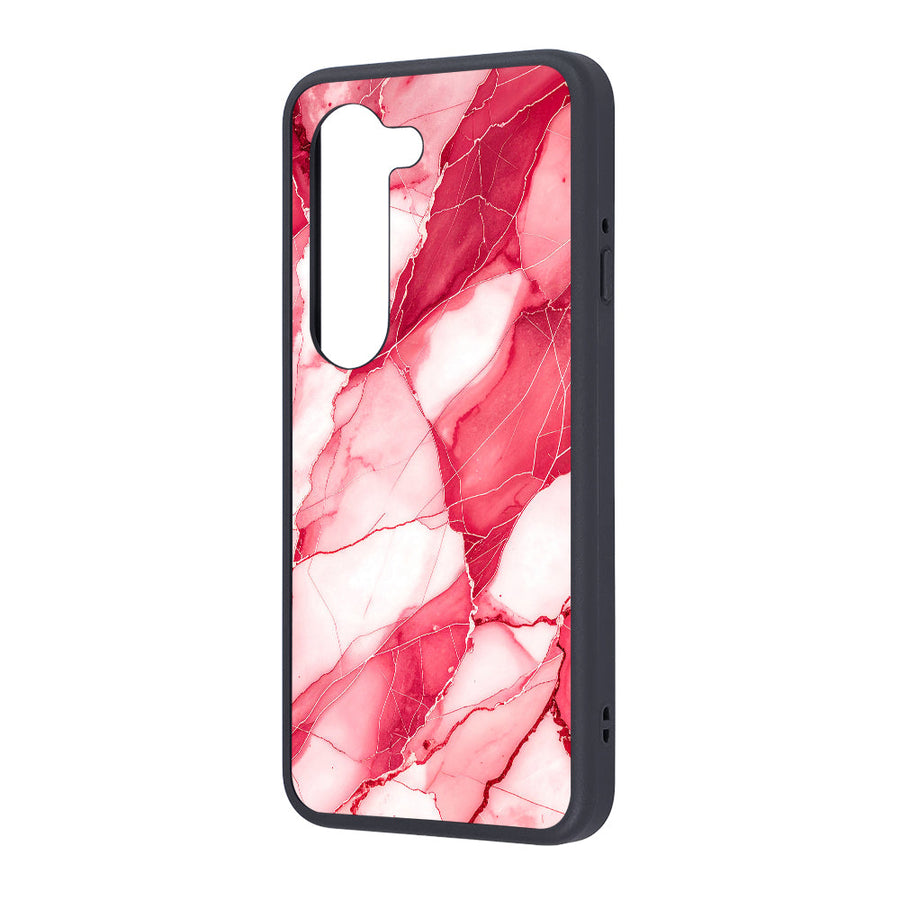 maru 衝撃吸収 バンパー ハイブリッドケース / Marble stone レッド