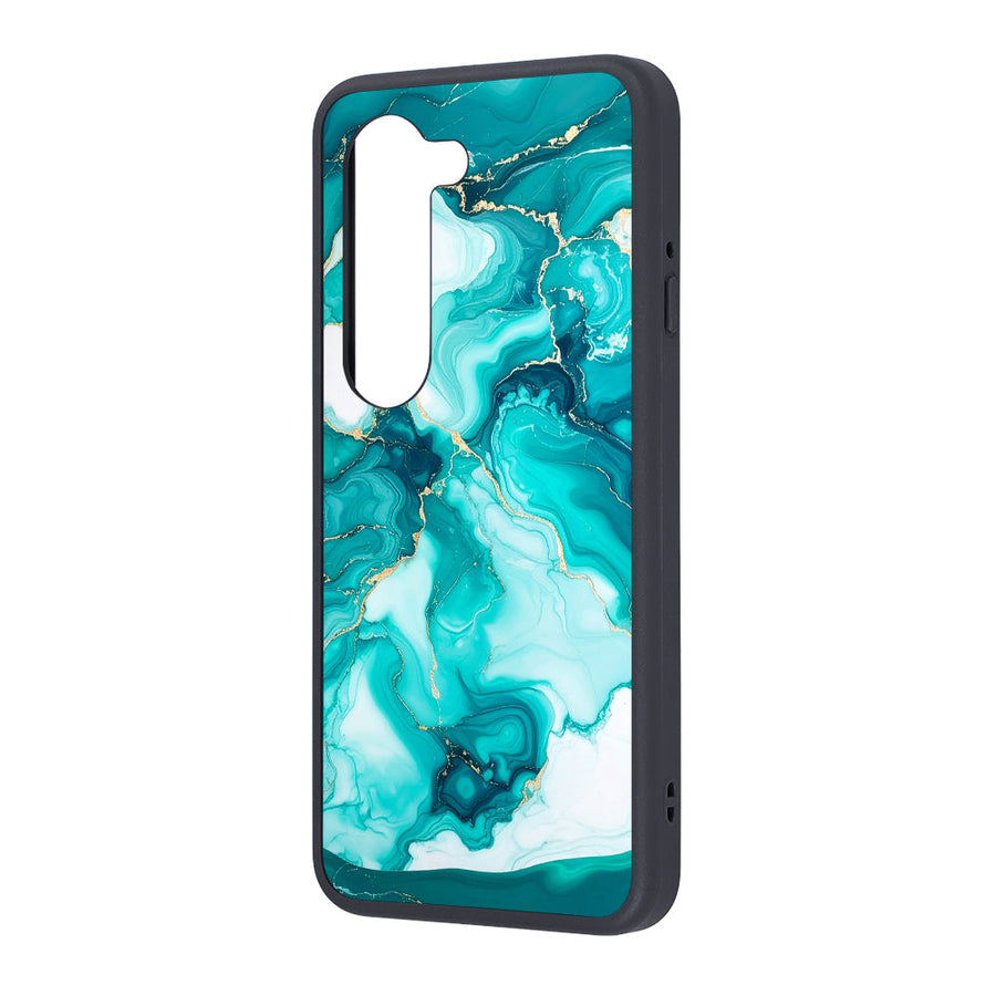 maru 衝撃吸収 バンパー ハイブリッドケース / Marble stone ターコイズブルー